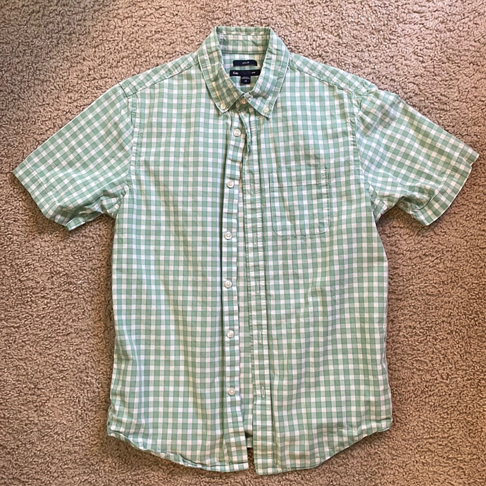 Mint Green Short Sleeve Button Up - Gap